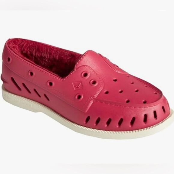 SPERRY Women’s Float Fur Boat Shoe Red Cozy Size 10 - Picture 1 of 9